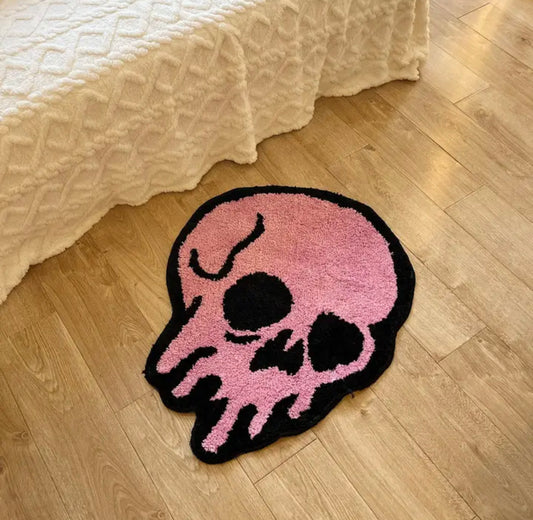 Pink Drippy Skull Rug 