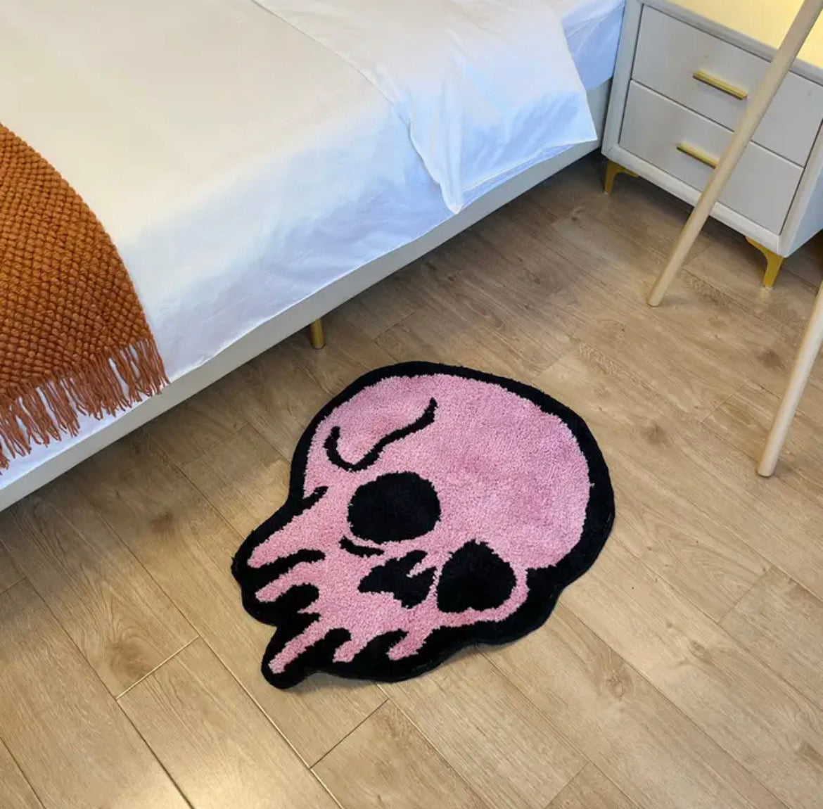 Pink Drippy Skull Rug 